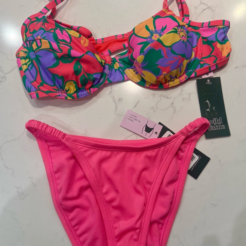 Wild Fable BRIGHT Multicolor Floral Bikini Set size S & XXS